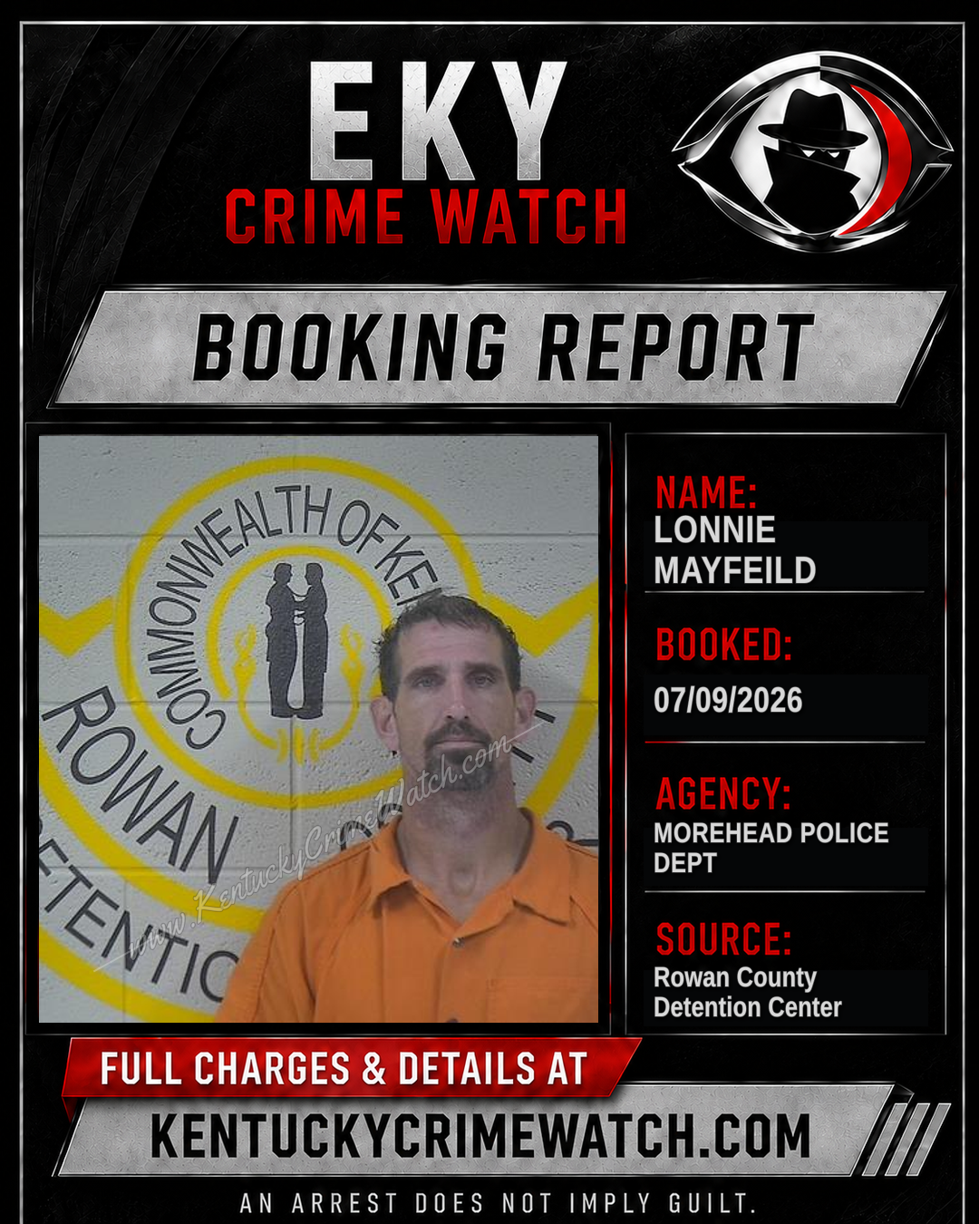 LONNIE MAYFEILD booking report card