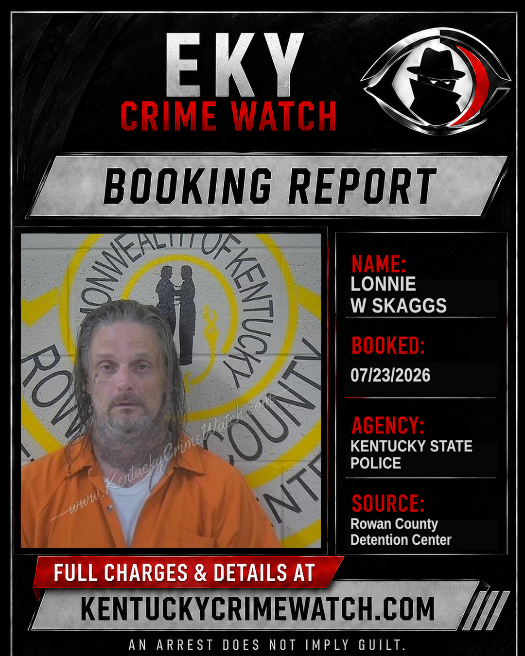 LONNIE W SKAGGS booking report card