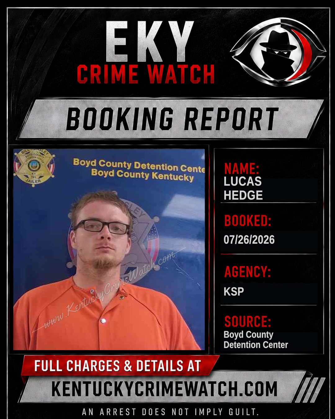 LUCAS HEDGE booking image