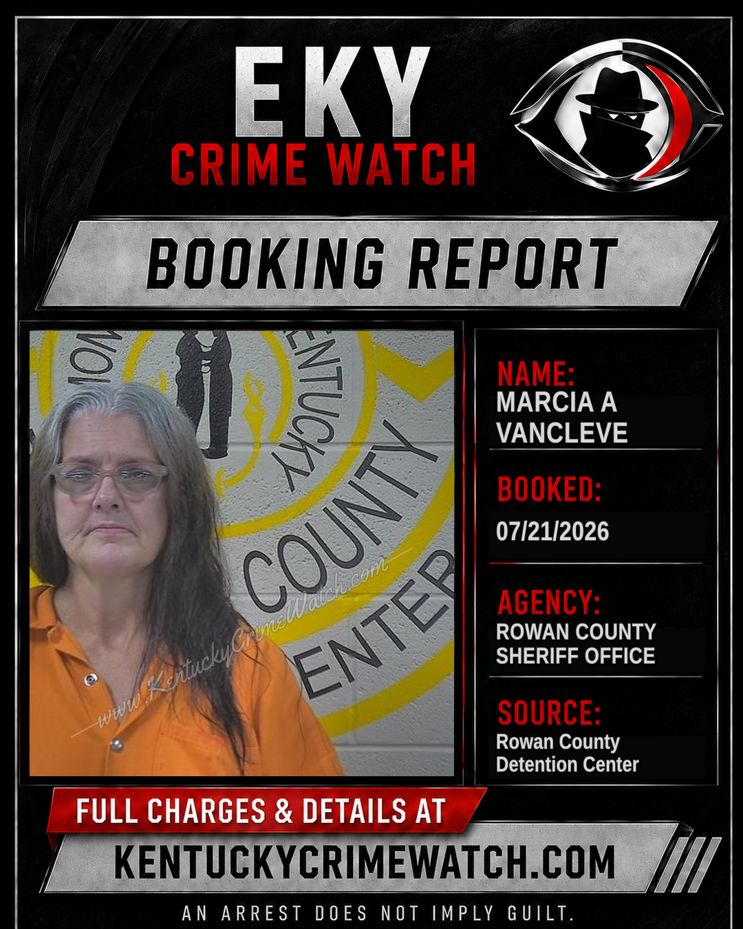 MARCIA A VANCLEVE booking report card