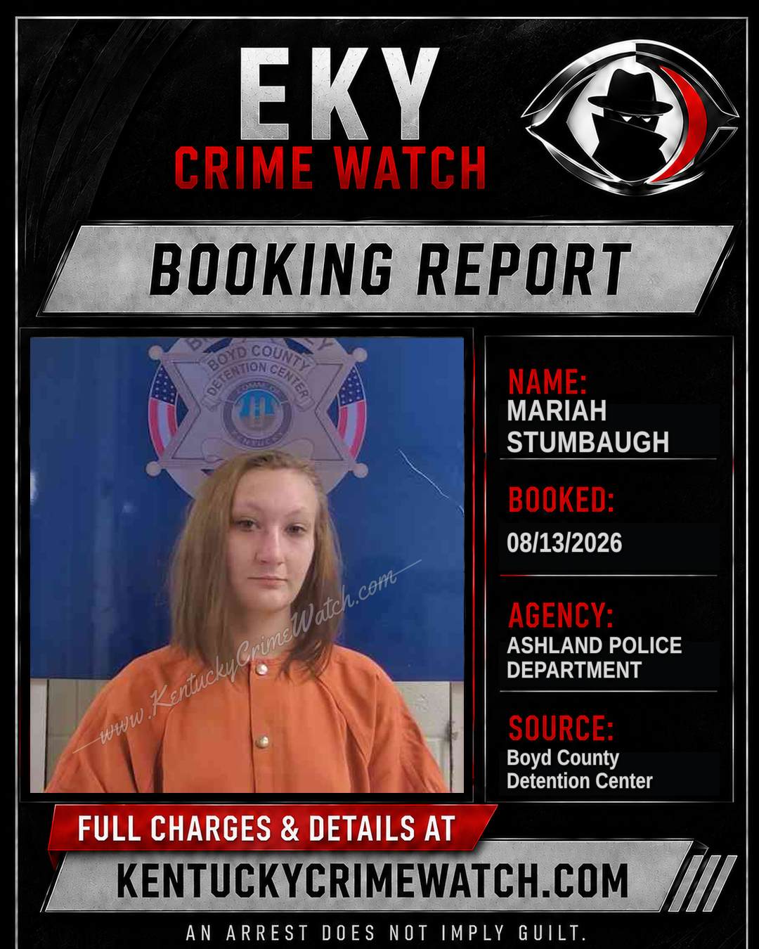 MARIAH STUMBAUGH booking report card