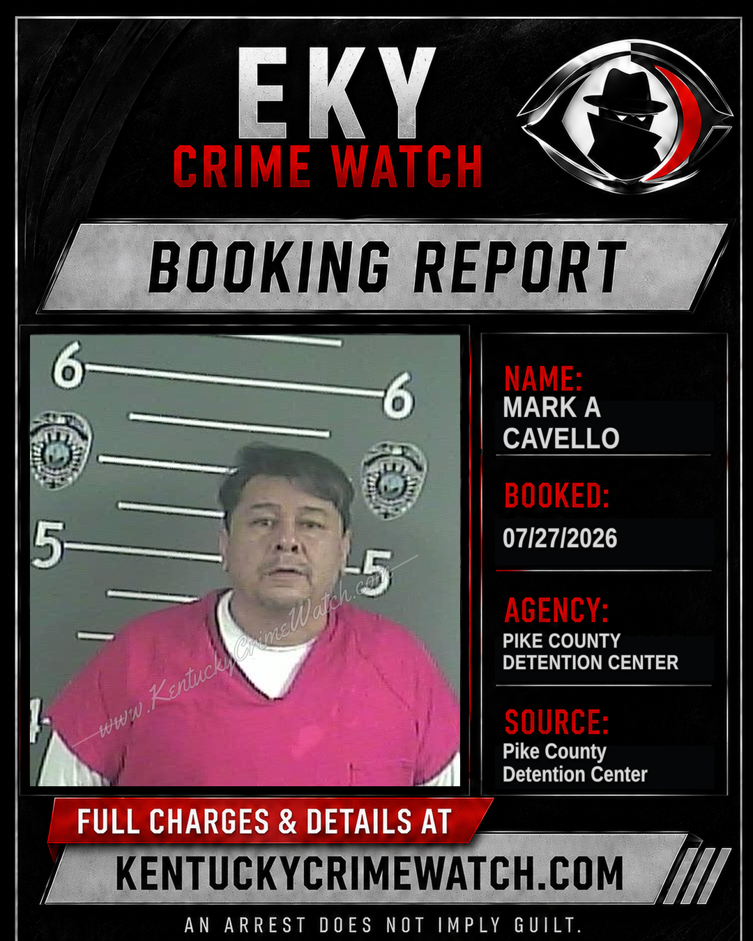 MARK A CAVELLO booking report card