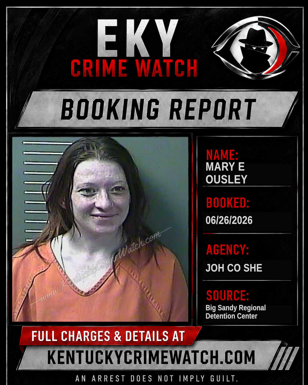 MARY E OUSLEY booking report card