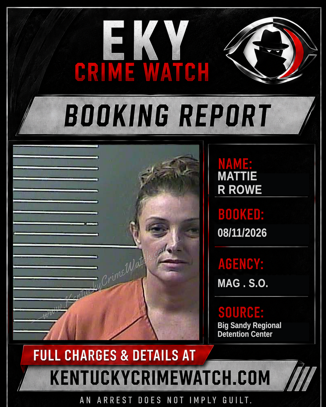 MATTIE R ROWE booking report card