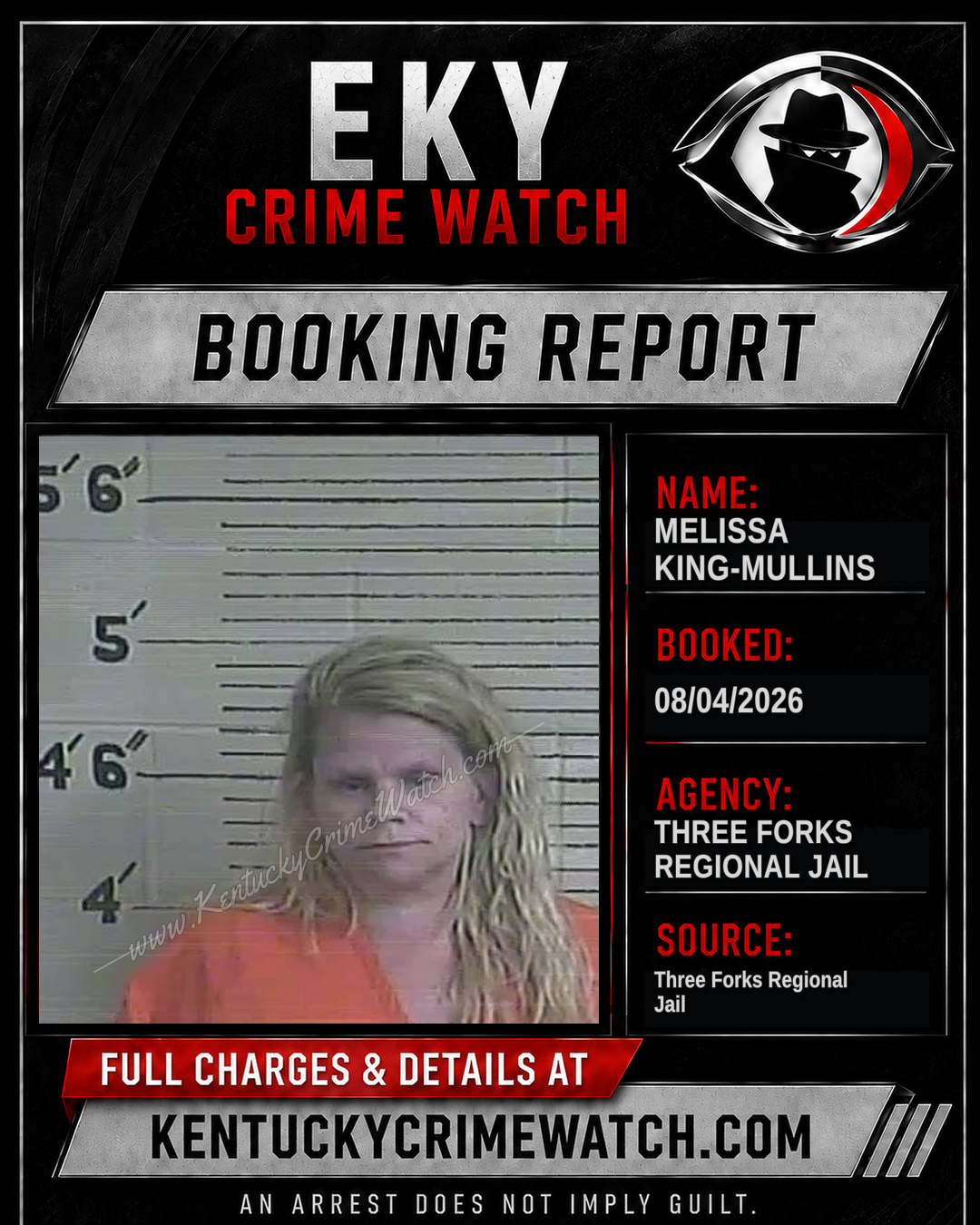 Melissa King-Mullins booking report card