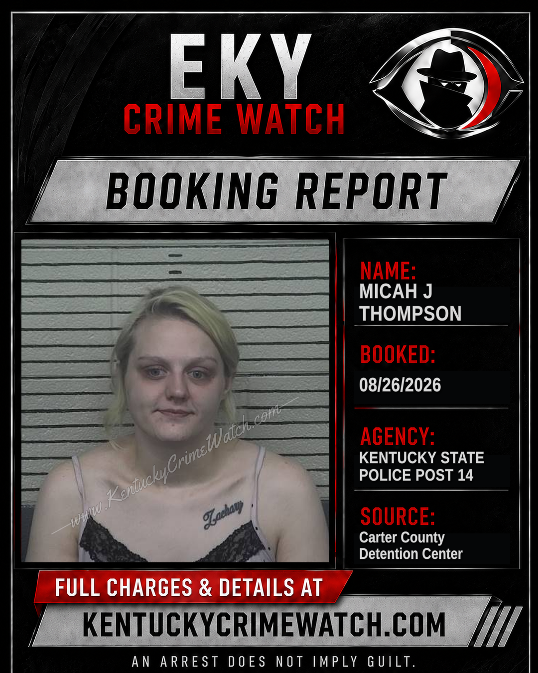 MICAH J THOMPSON booking report card