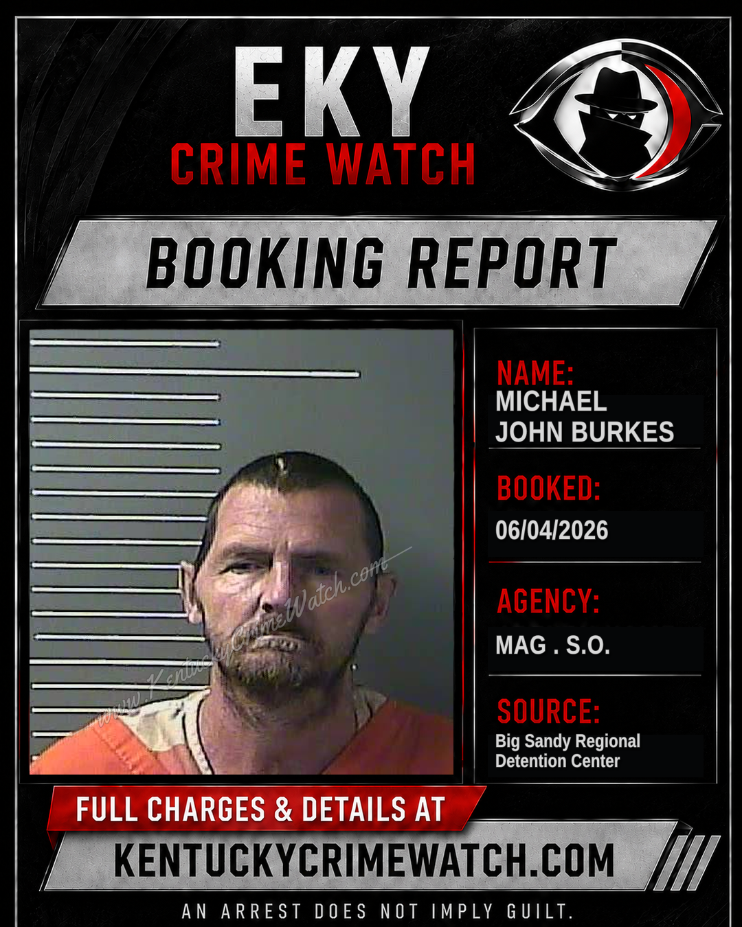 MICHAEL JOHN BURKES booking report card