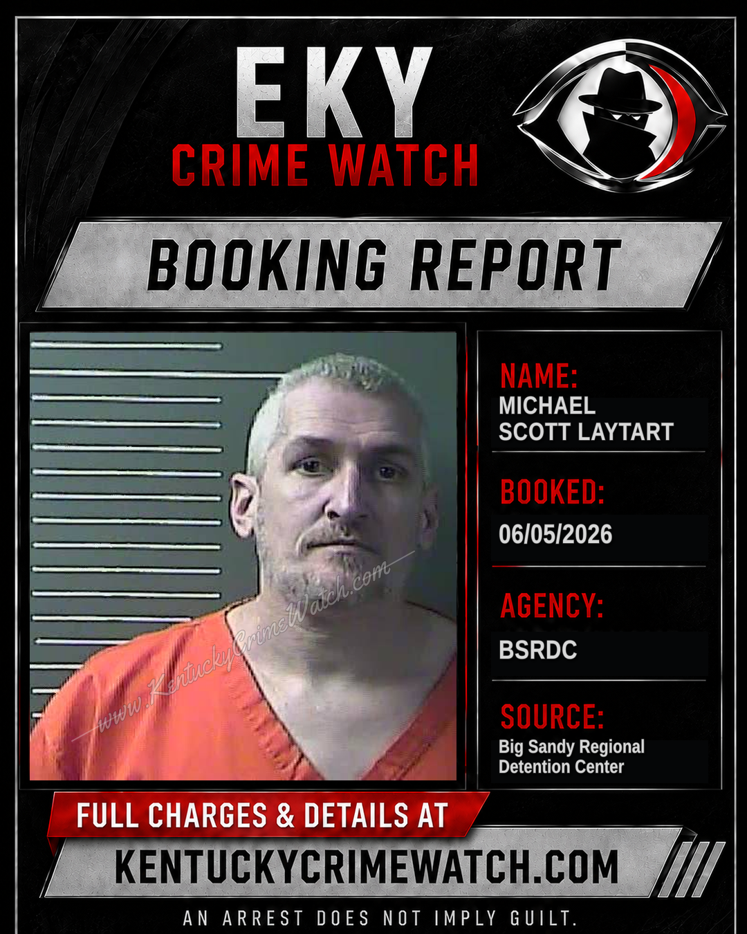 MICHAEL SCOTT LAYTART booking report card
