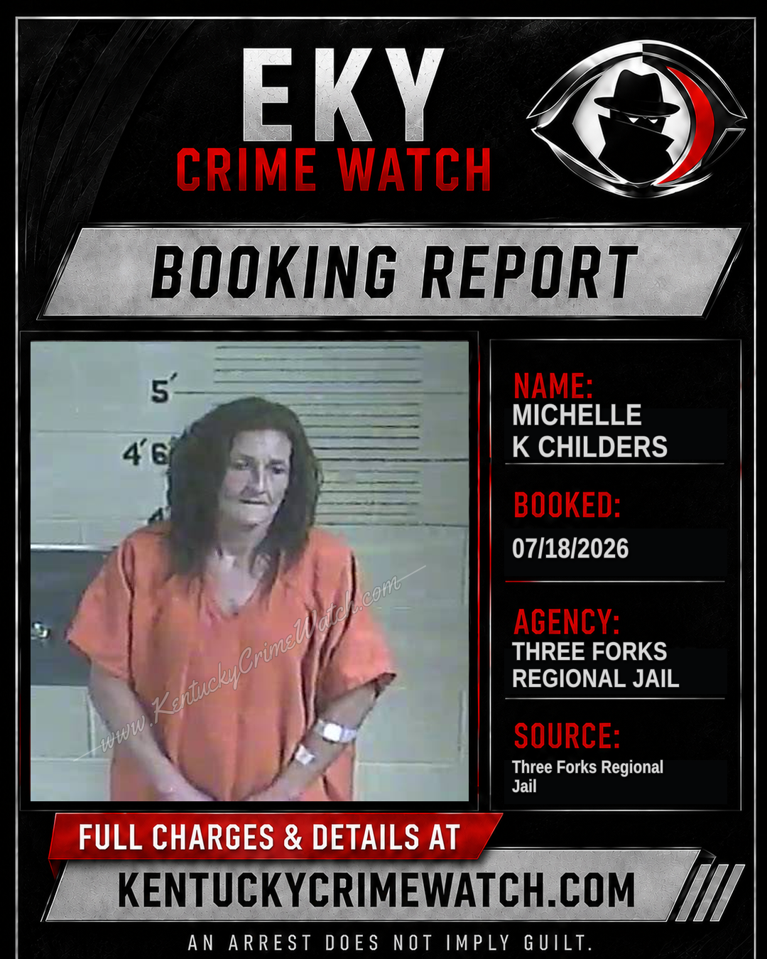 Michelle K Childers booking report card