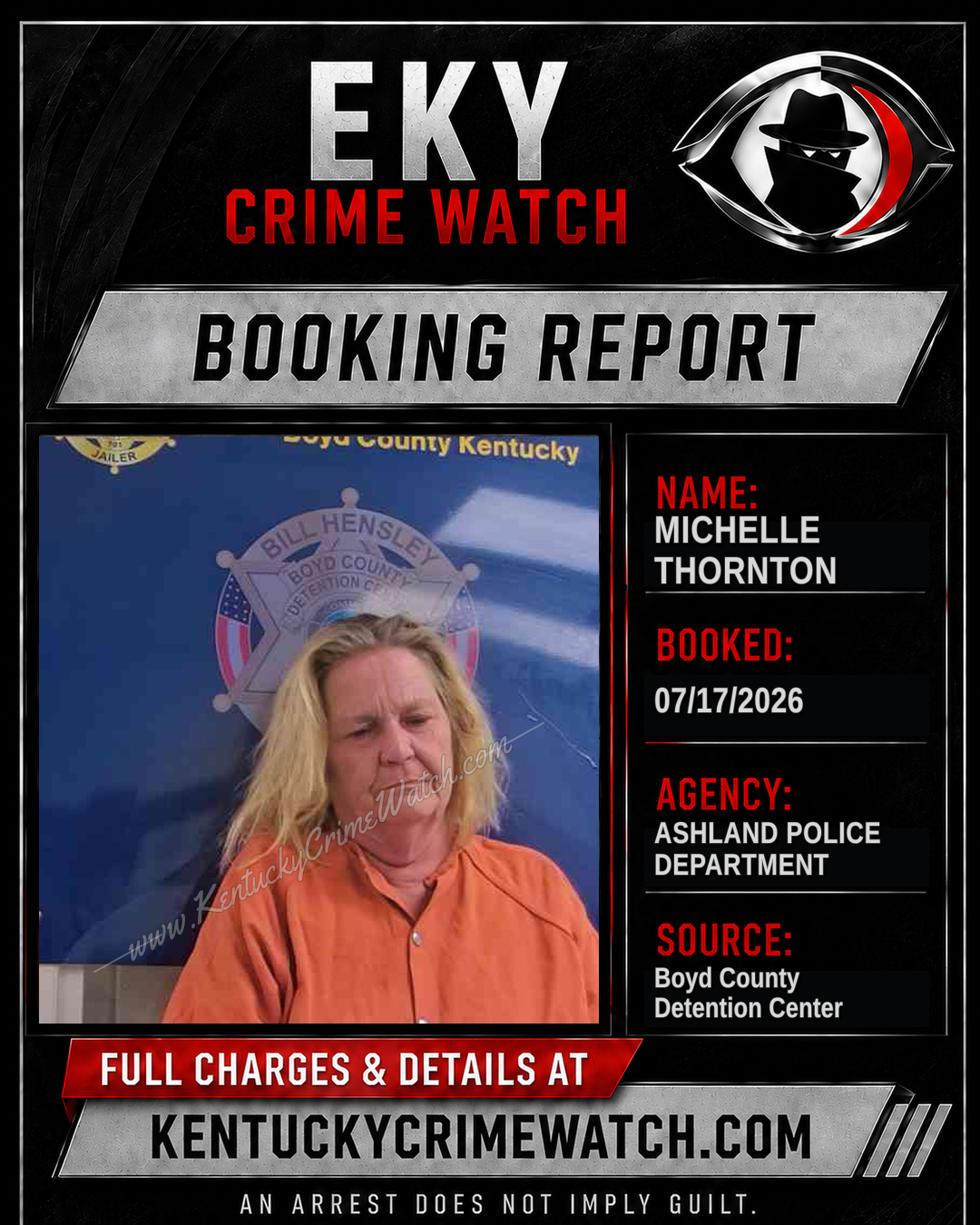 MICHELLE THORNTON booking report card