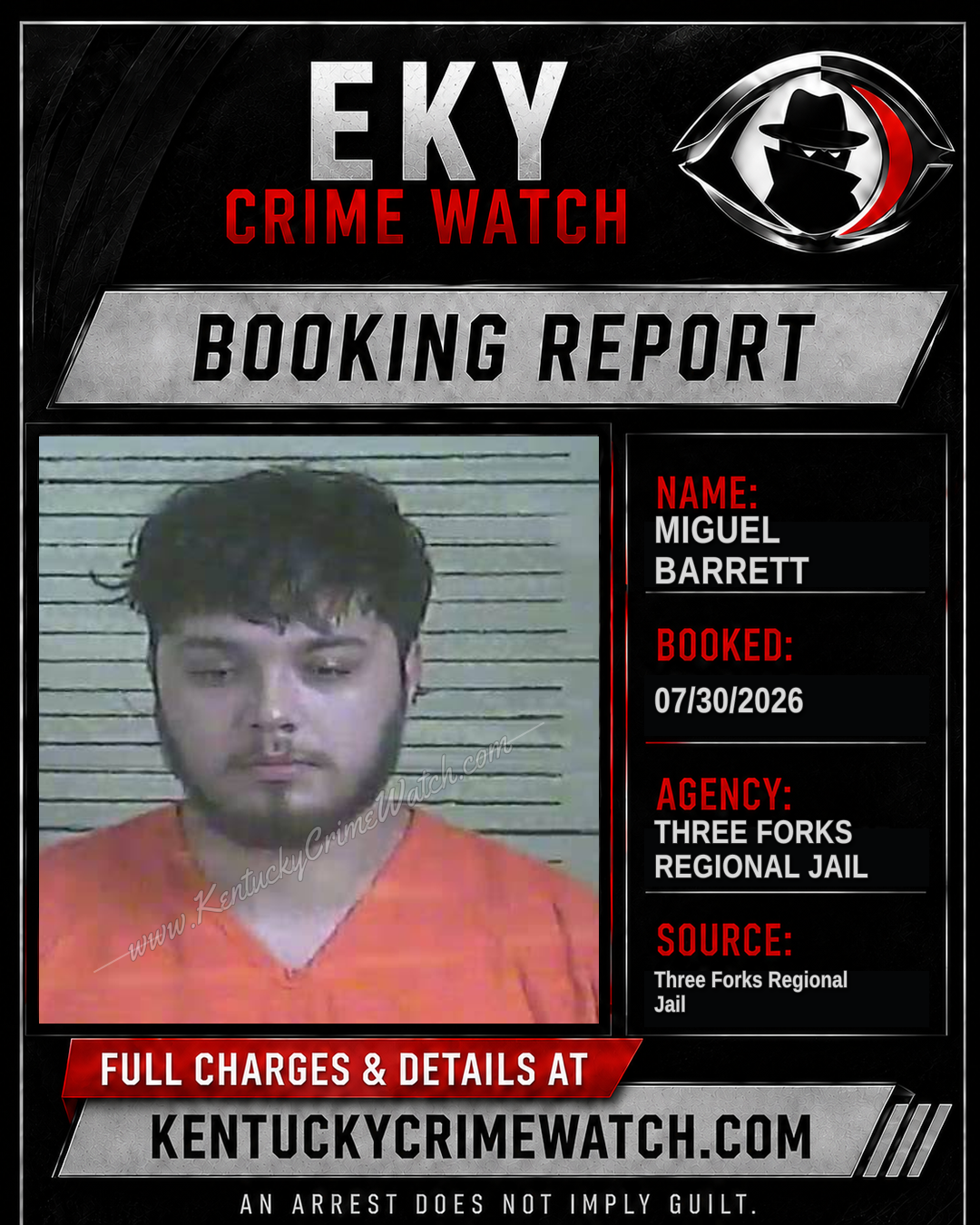 Miguel Barrett booking report card