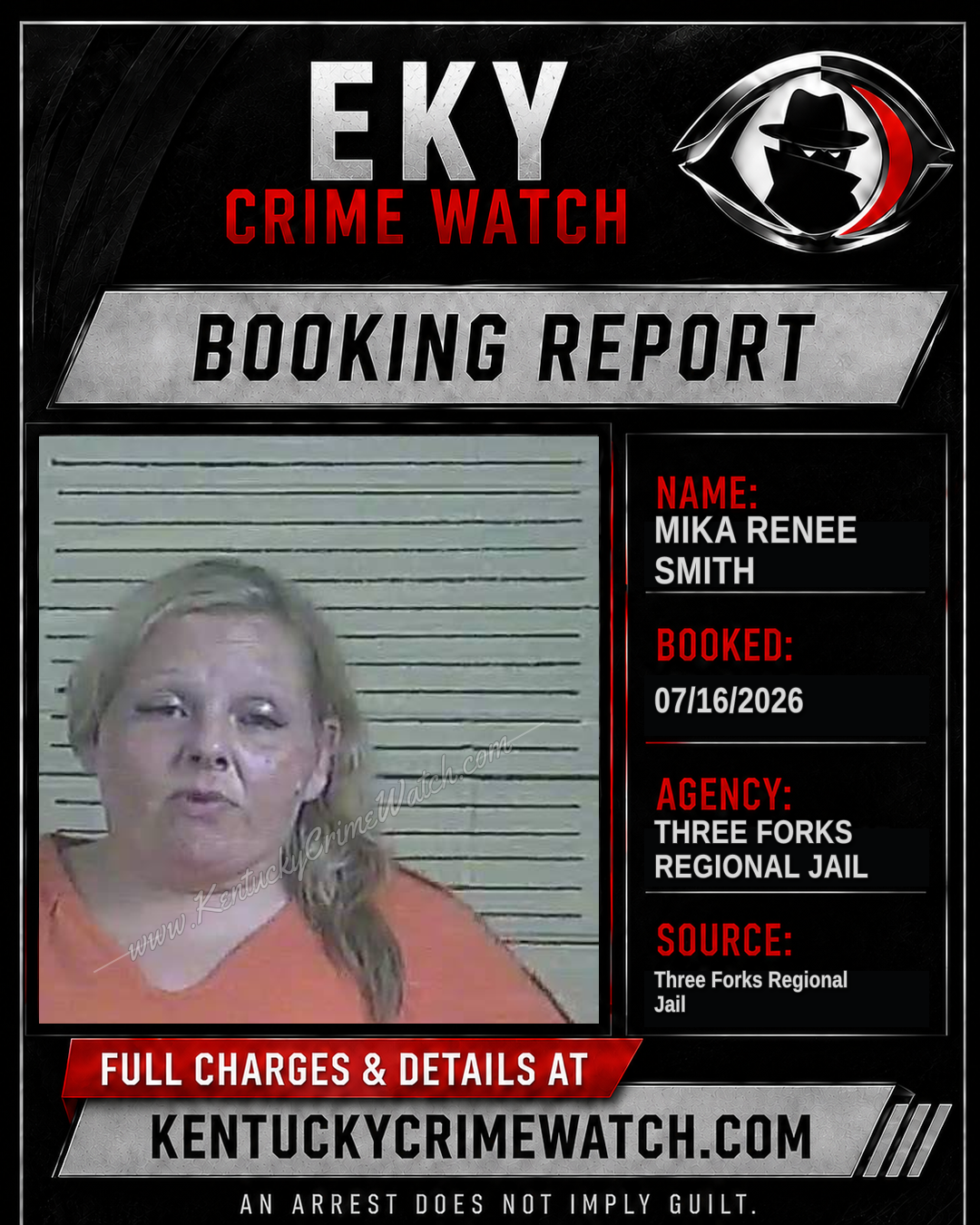 Mika Renee Smith booking report card