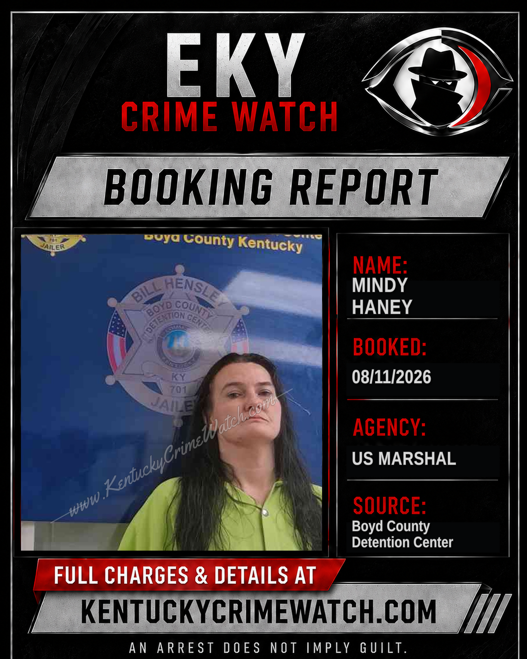 MINDY HANEY booking report card