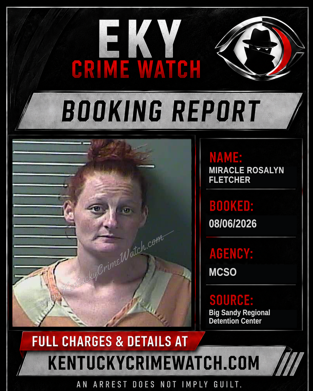 MIRACLE ROSALYN FLETCHER booking report card