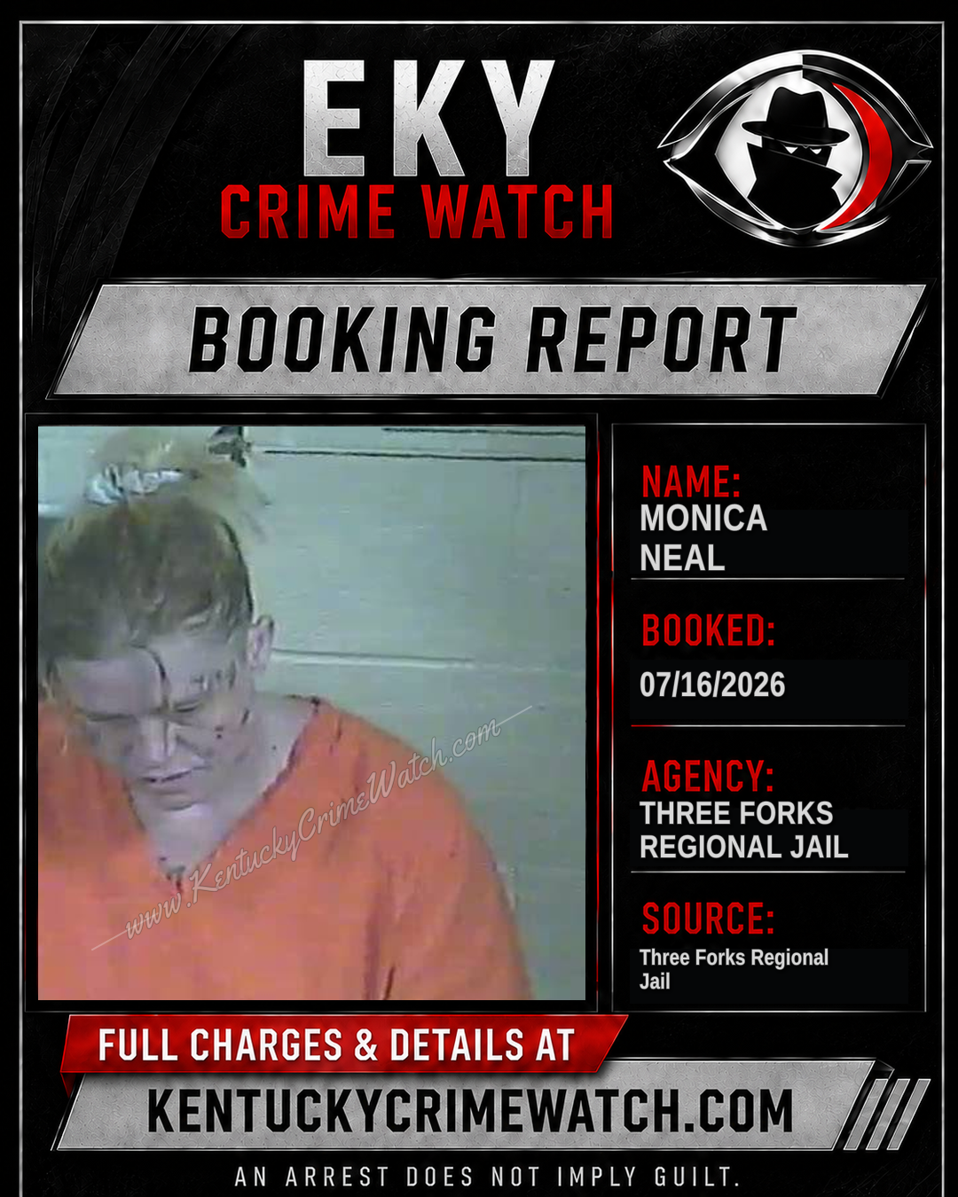 Monica Neal booking report card