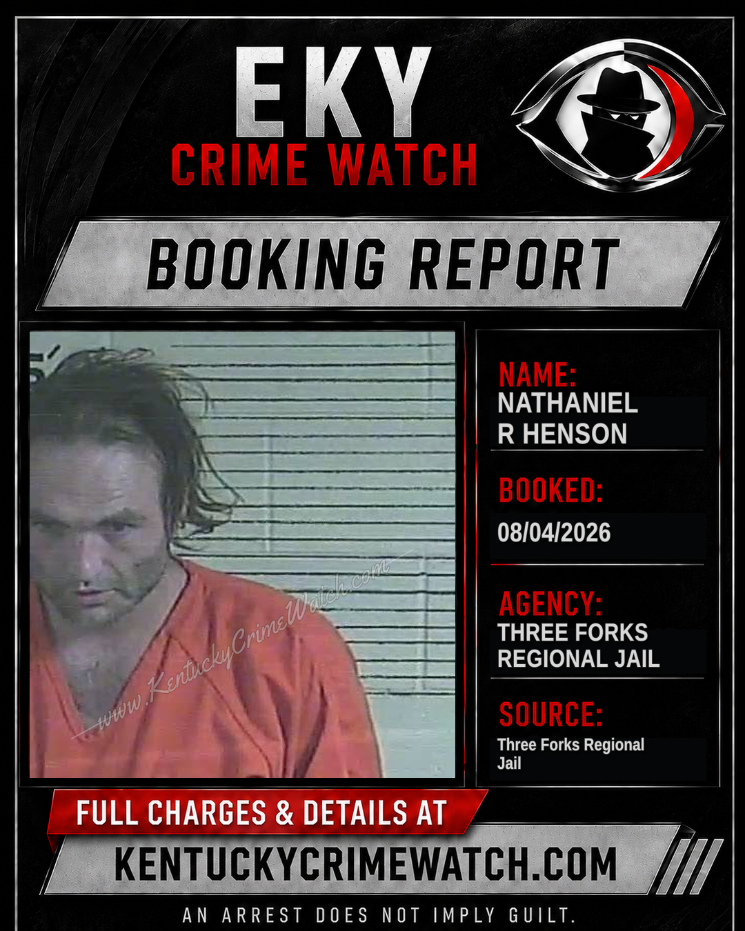 Nathaniel R Henson booking report card