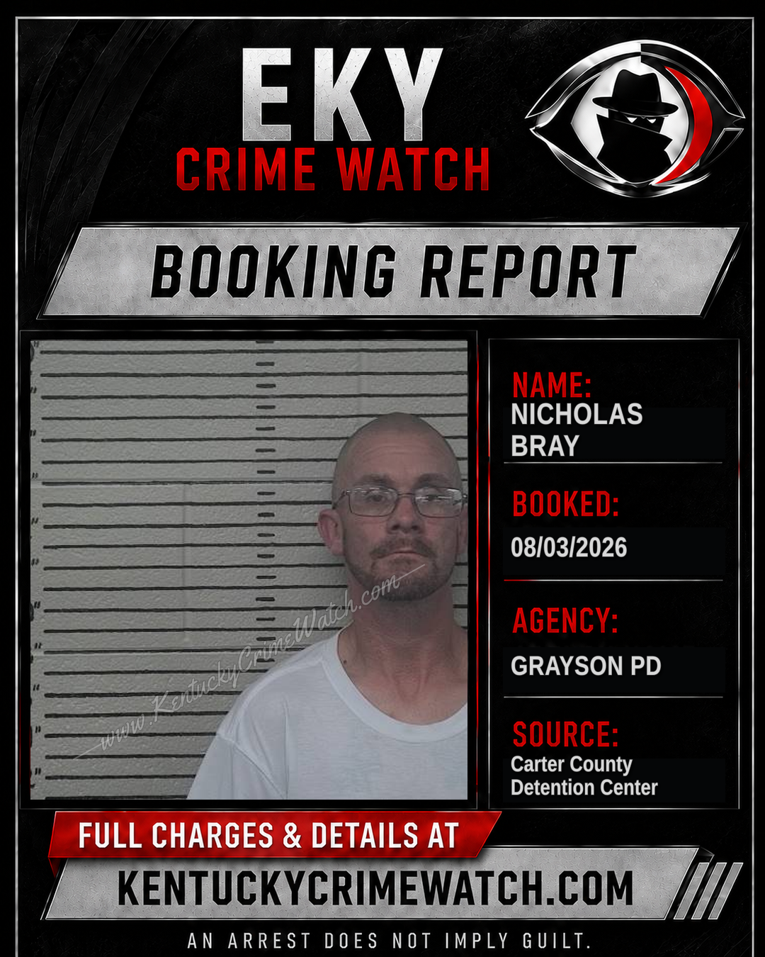 NICHOLAS BRAY booking report card