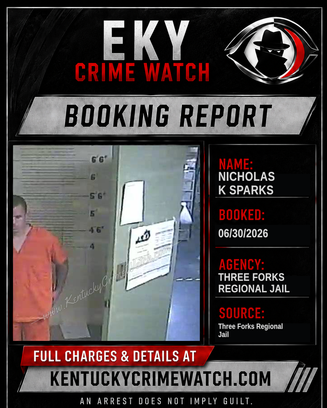 Nicholas K Sparks booking report card