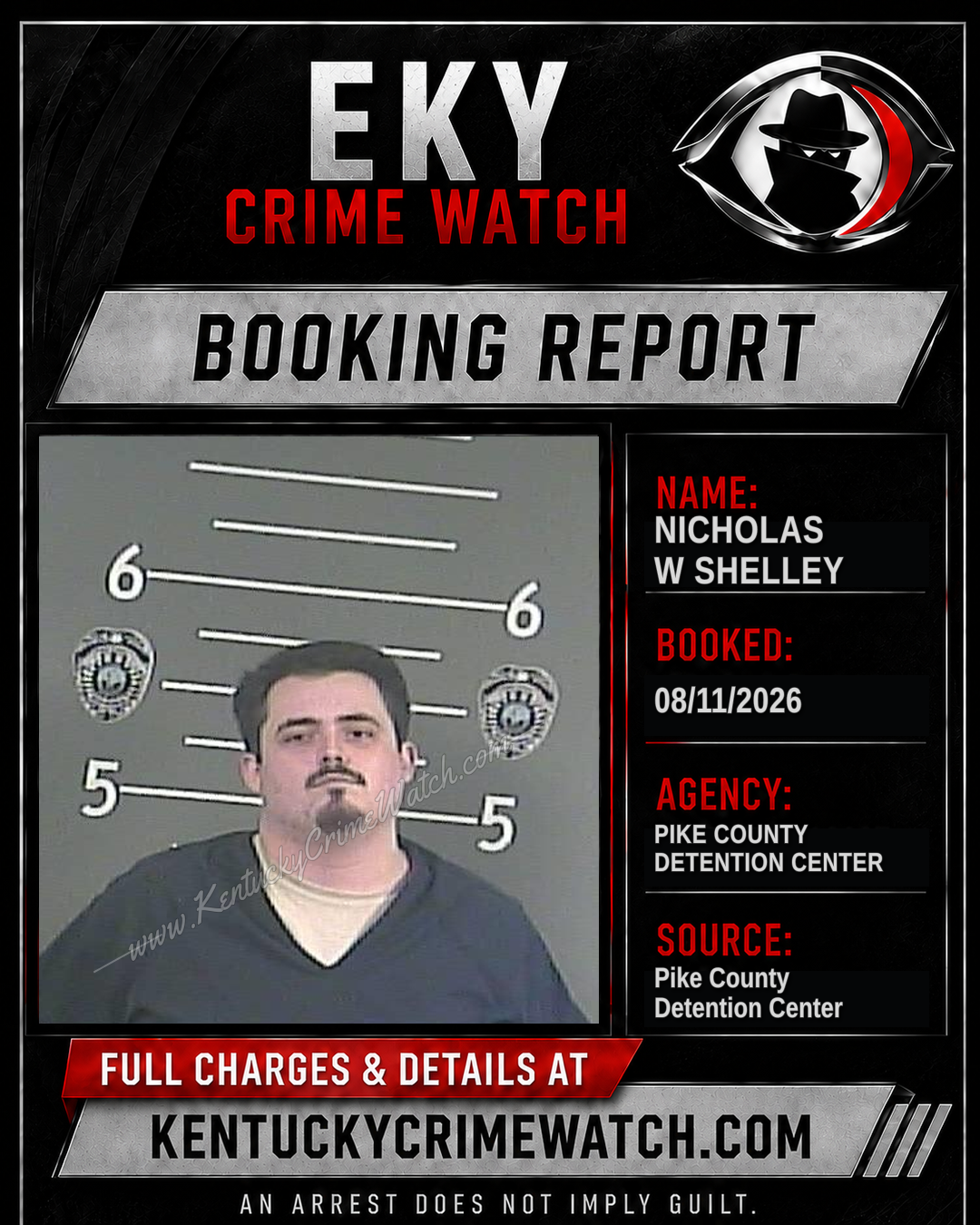NICHOLAS W SHELLEY booking report card