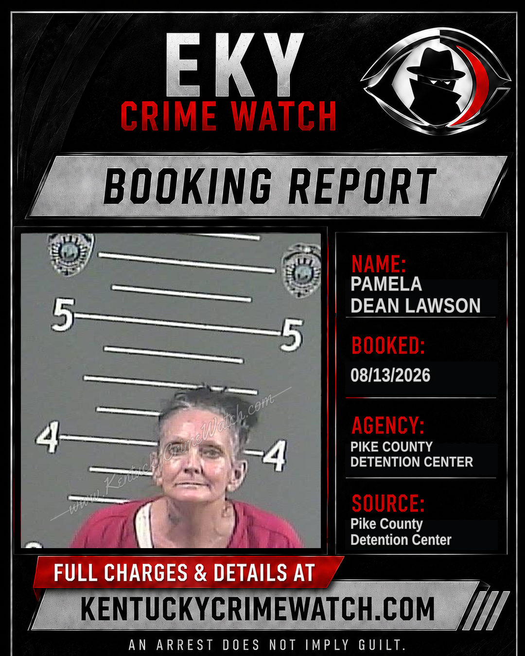 PAMELA DEAN LAWSON booking report card