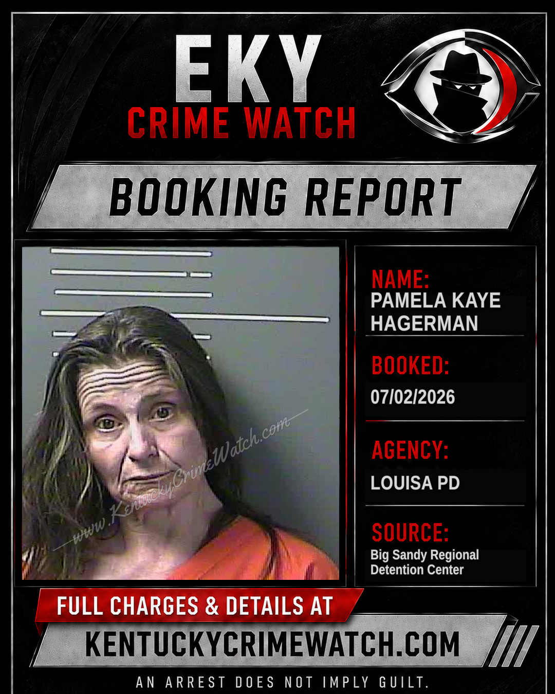 PAMELA KAYE HAGERMAN booking report card
