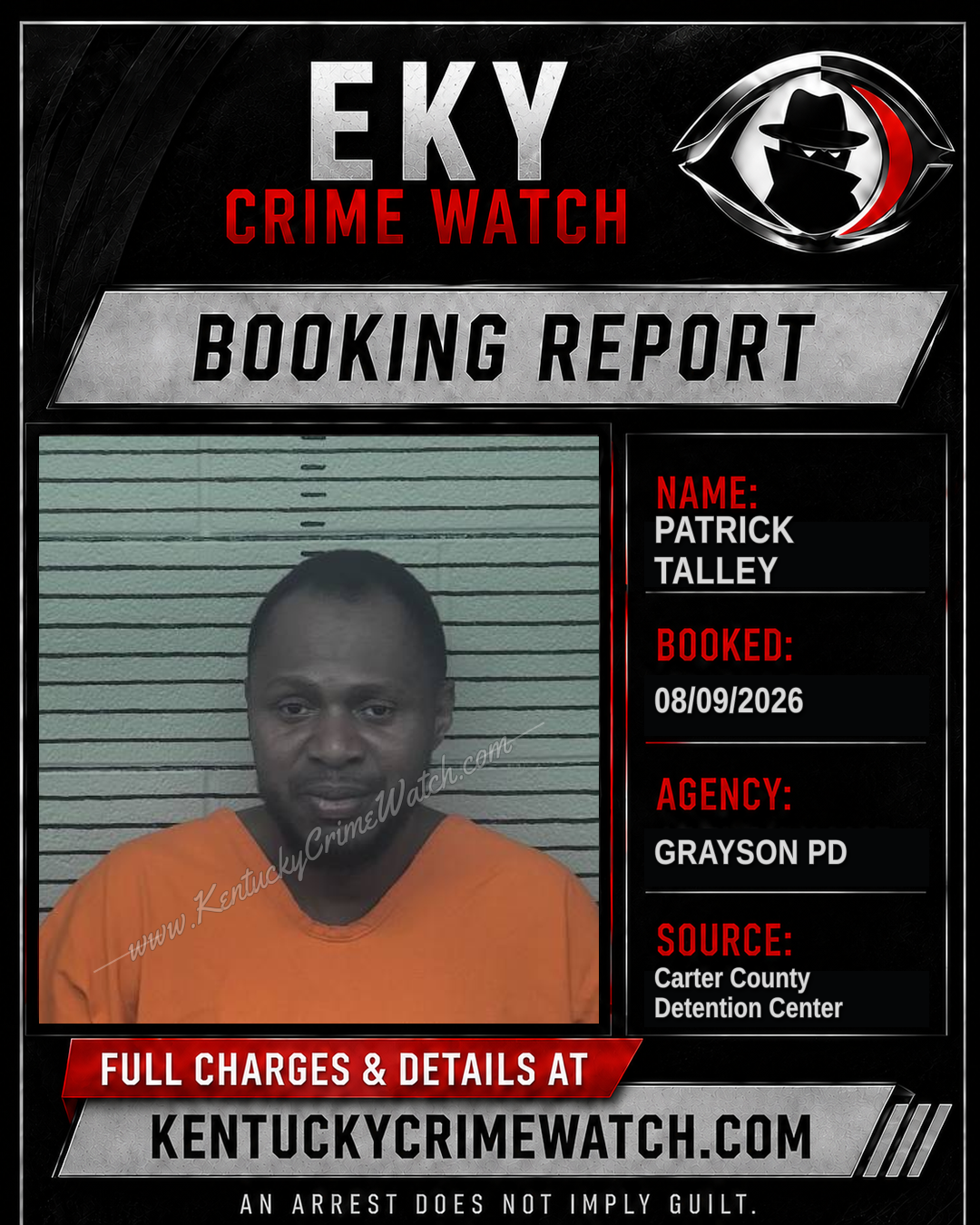 PATRICK TALLEY booking report card