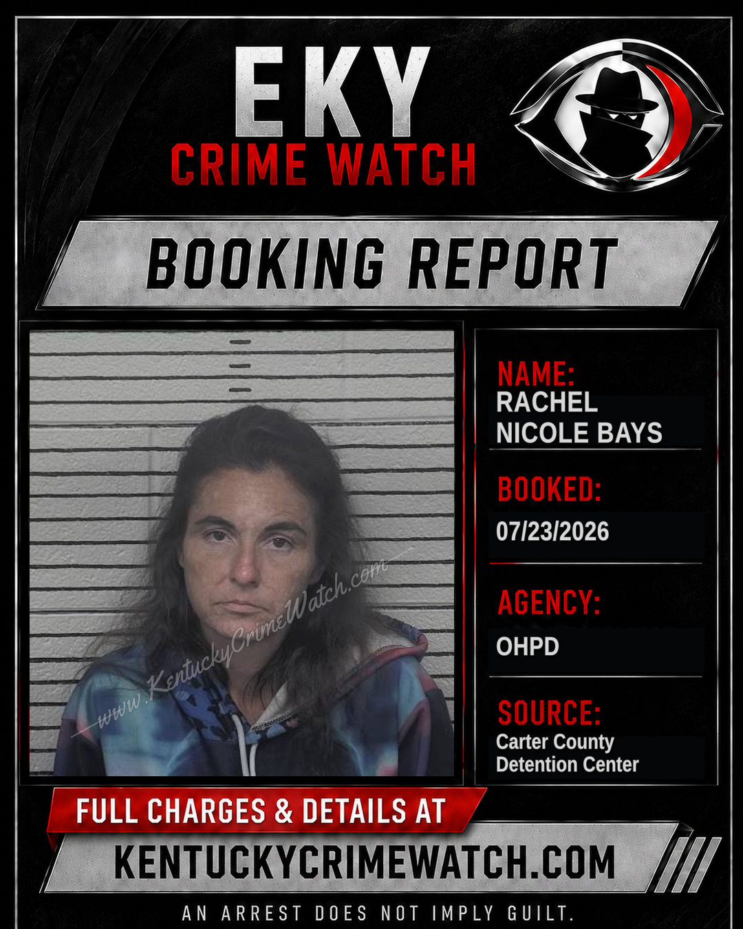 RACHEL NICOLE BAYS booking report card