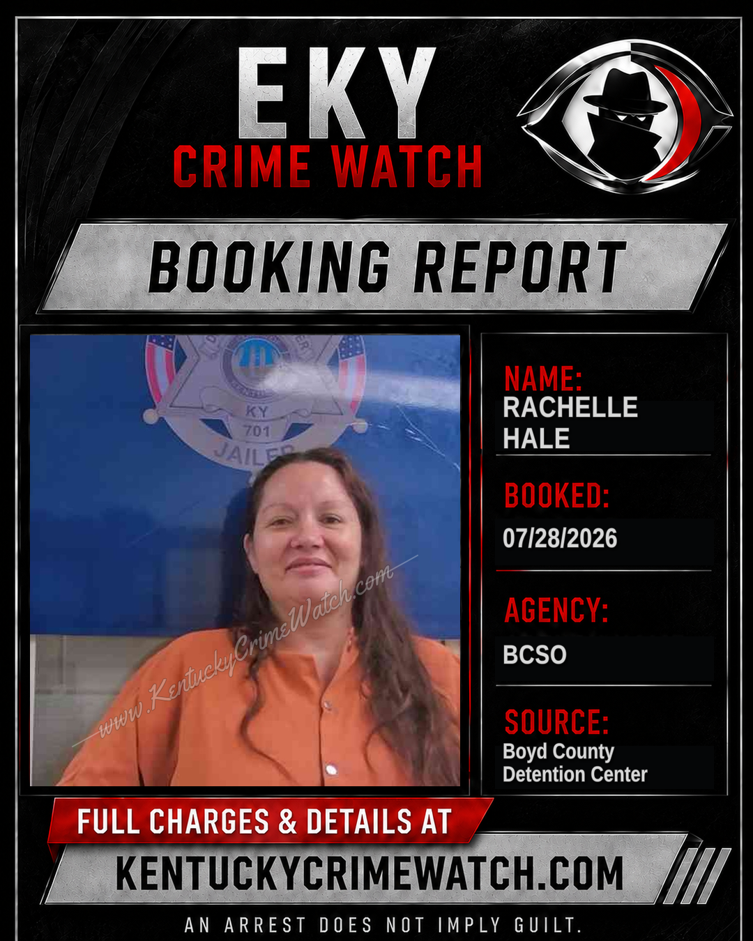 RACHELLE HALE booking report card