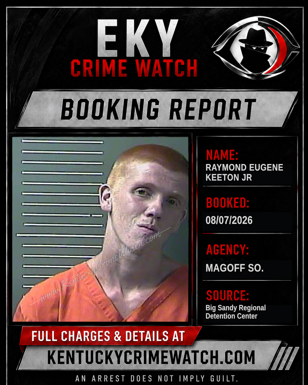 RAYMOND EUGENE KEETON JR booking report card