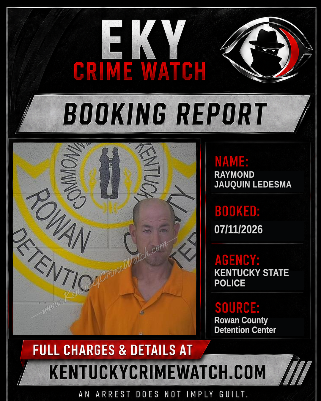RAYMOND JAUQUIN LEDESMA booking report card