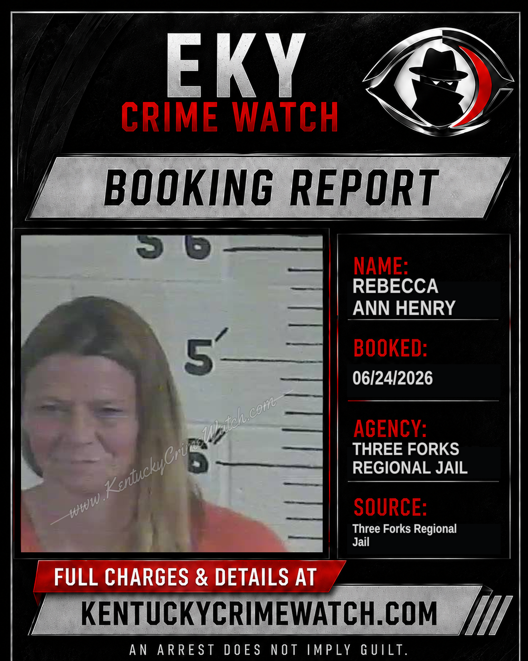 Rebecca Ann Henry booking report card