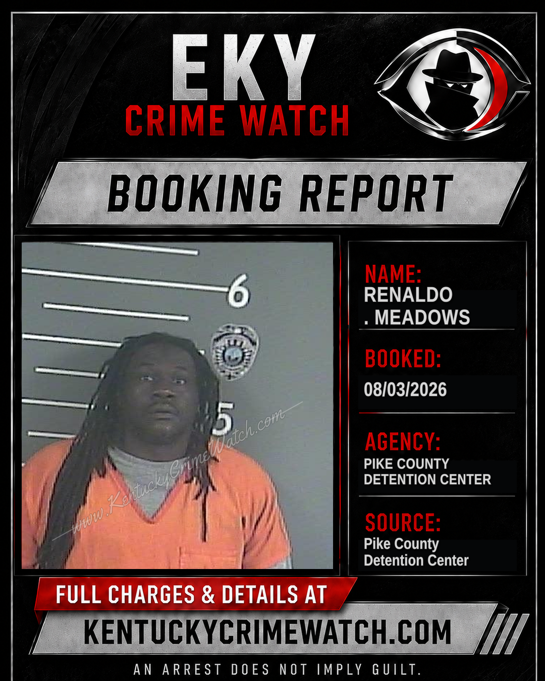 RENALDO . MEADOWS booking report card