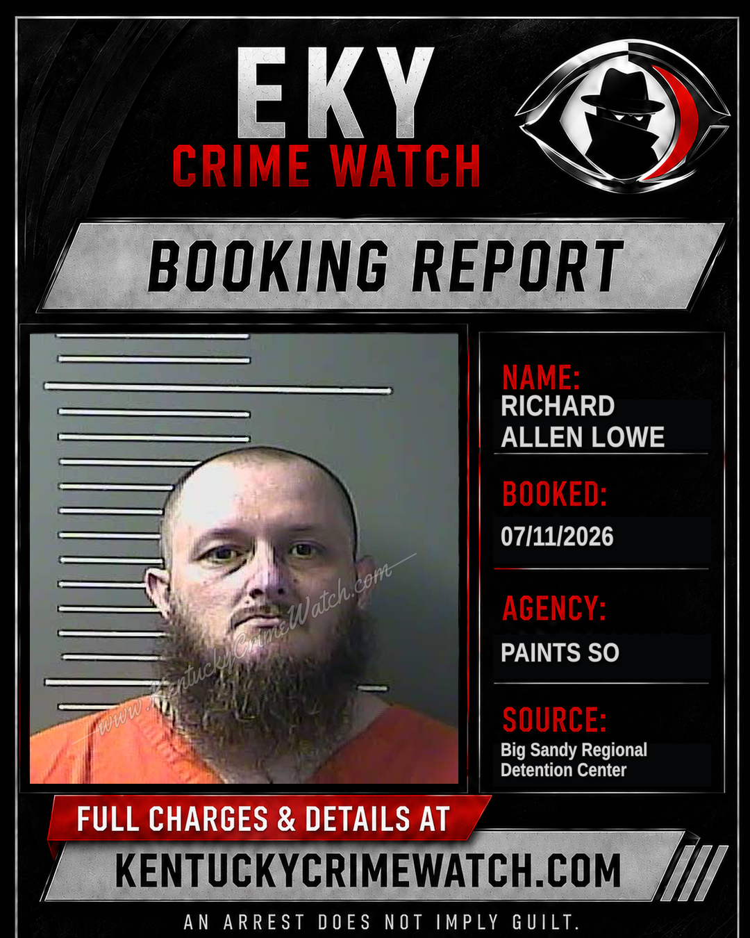 RICHARD ALLEN LOWE booking report card