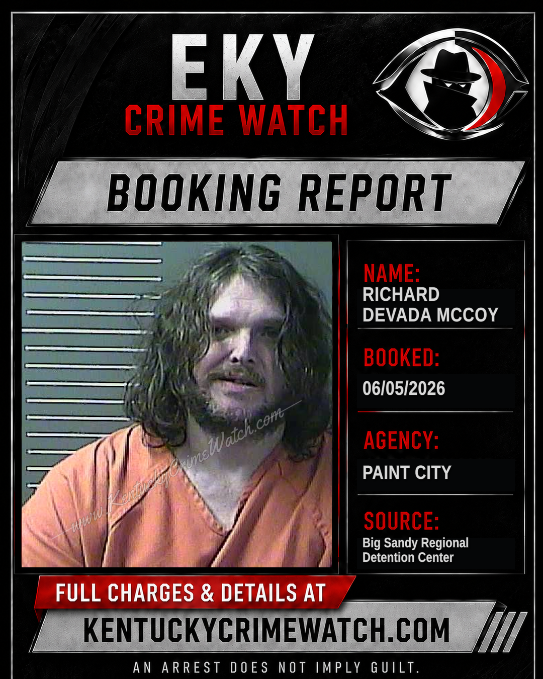 RICHARD DEVADA MCCOY booking report card