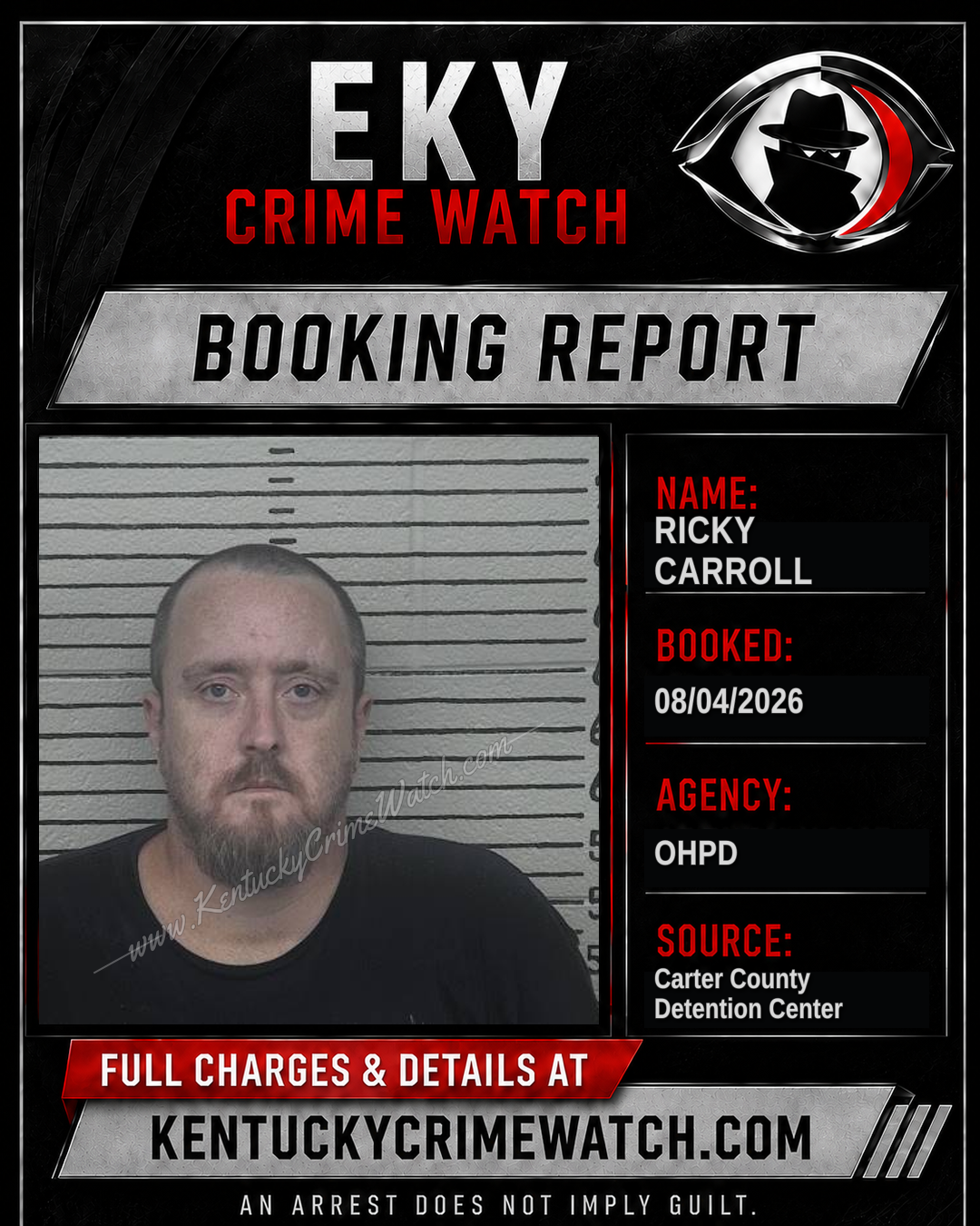 RICKY CARROLL booking report card