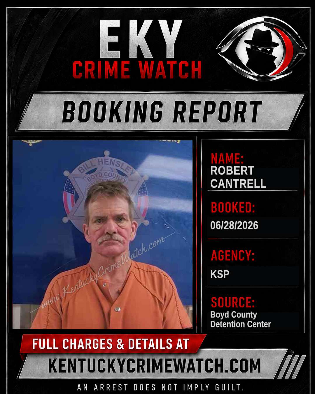 ROBERT CANTRELL booking report card