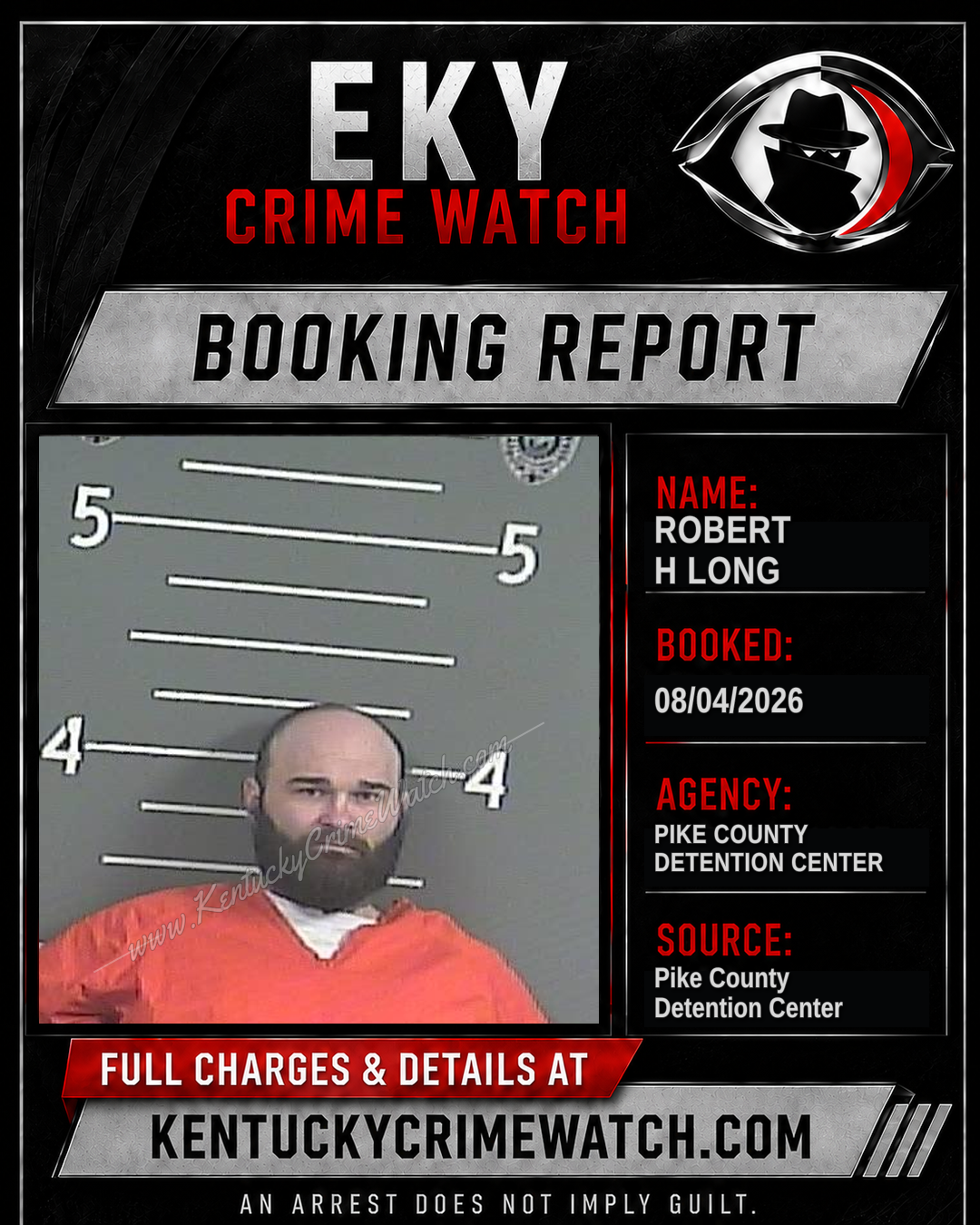 ROBERT H LONG booking report card
