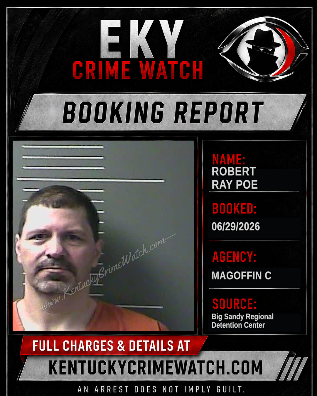 ROBERT RAY POE booking report card