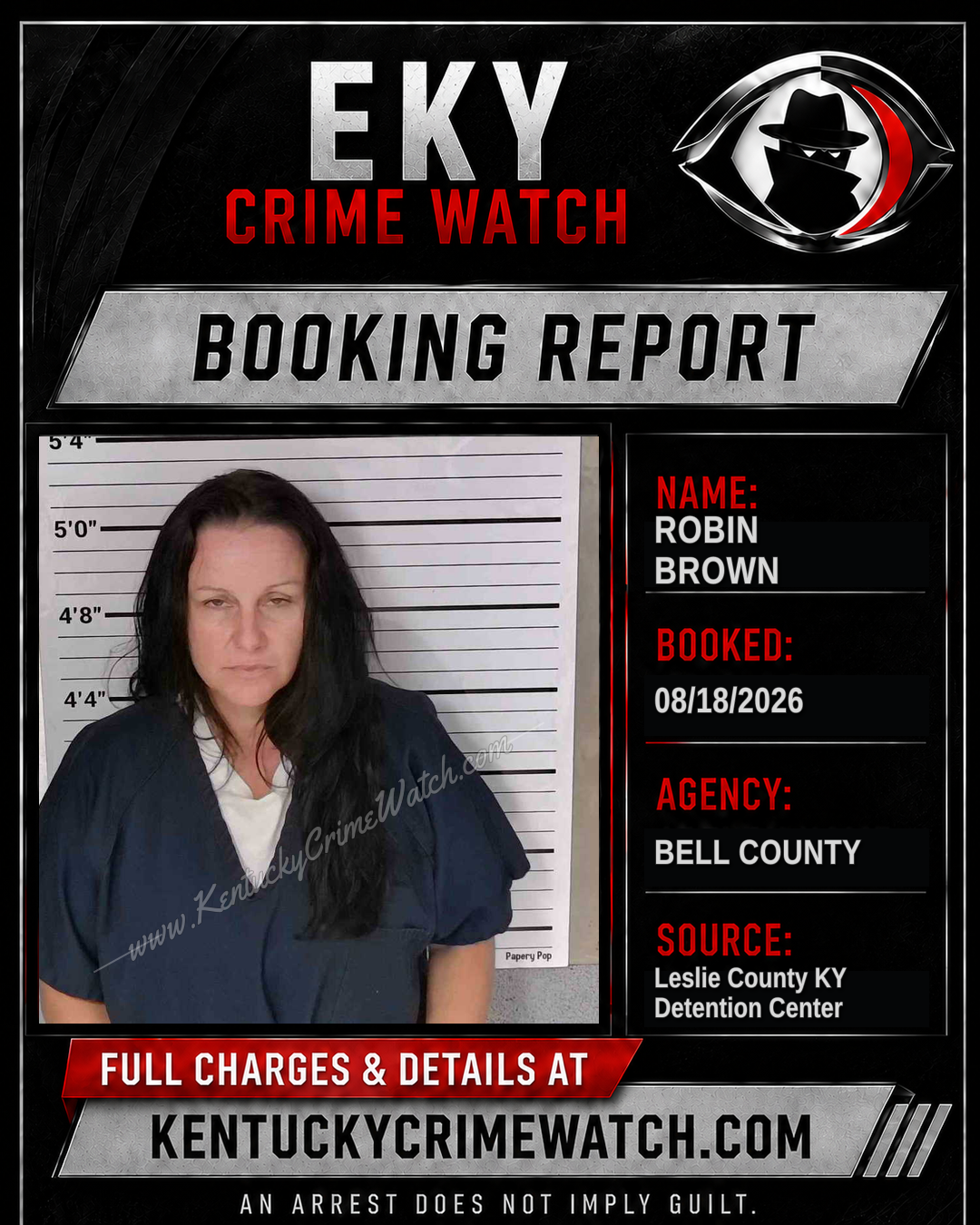 ROBIN BROWN booking report card