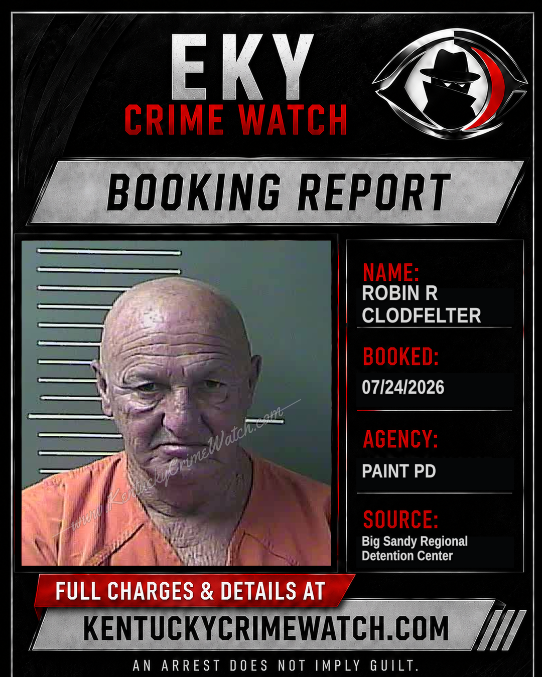 ROBIN R CLODFELTER booking report card