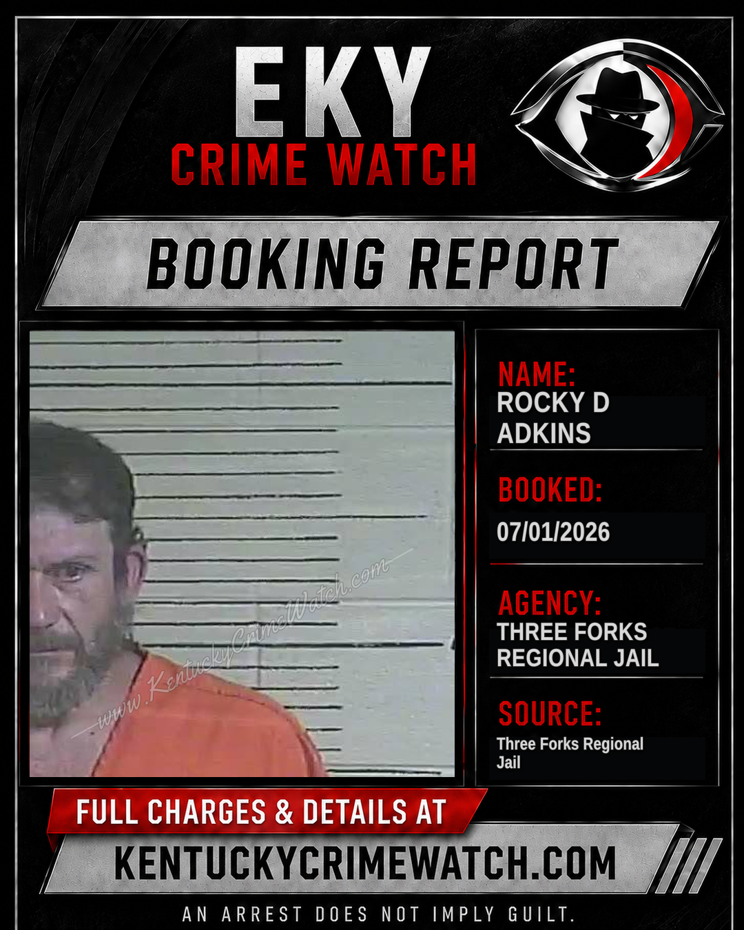 Rocky D Adkins booking report card