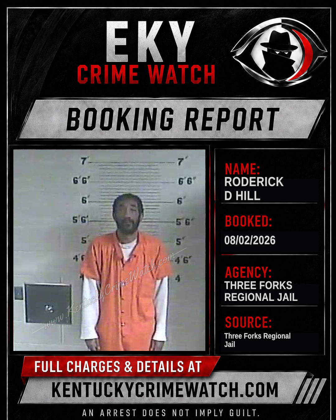 Roderick D Hill booking image
