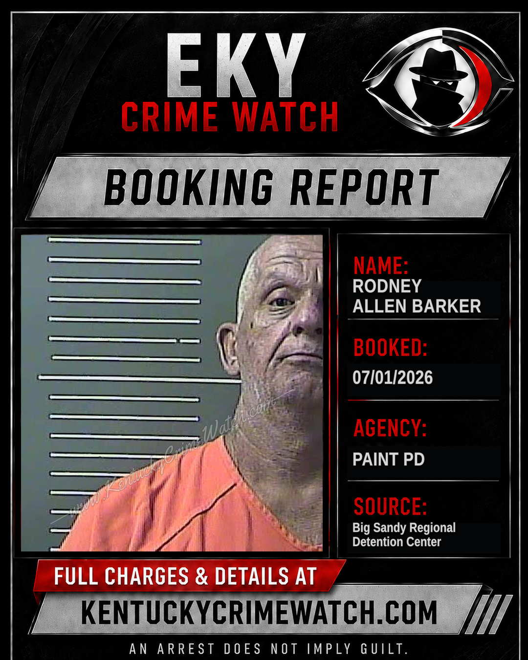 RODNEY Allen BARKER booking report card
