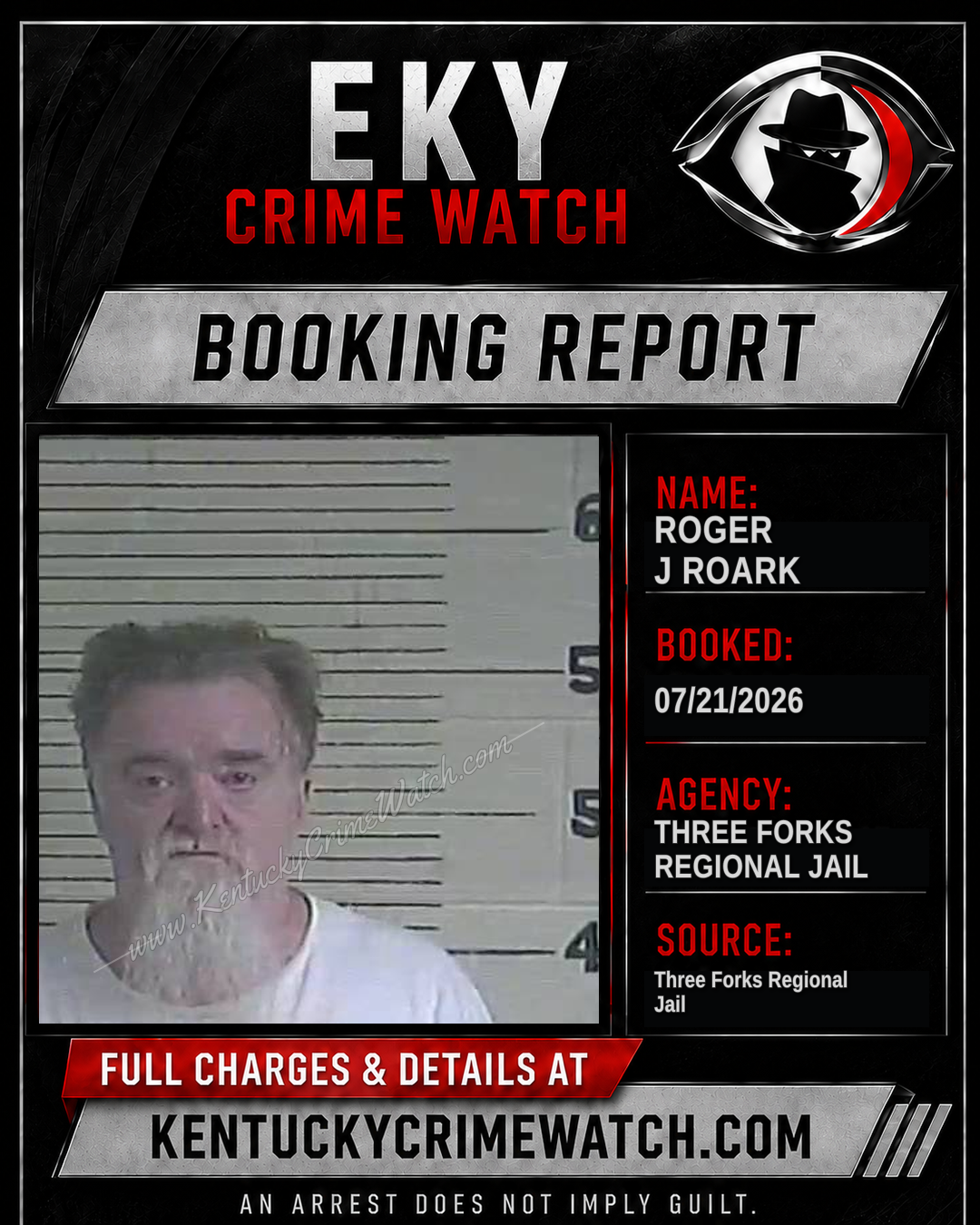 Roger J Roark booking report card