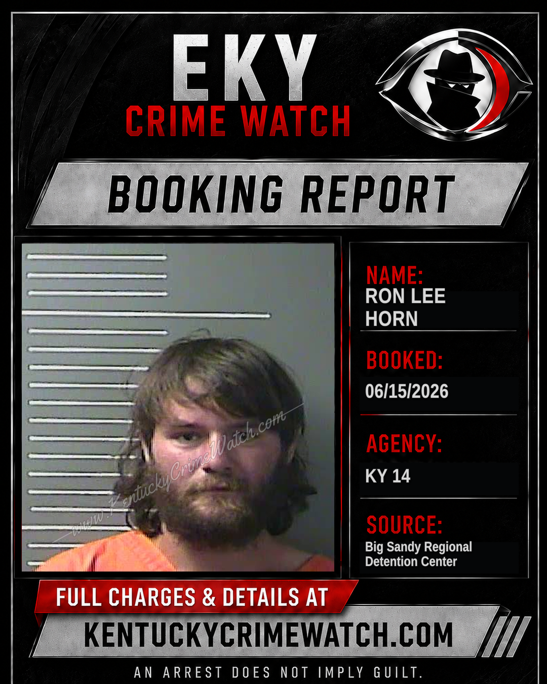 RON LEE HORN booking report card