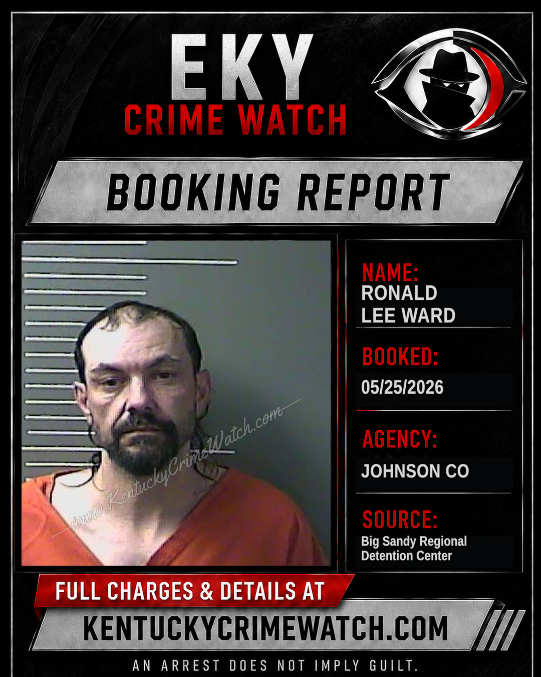 RONALD LEE WARD booking report card