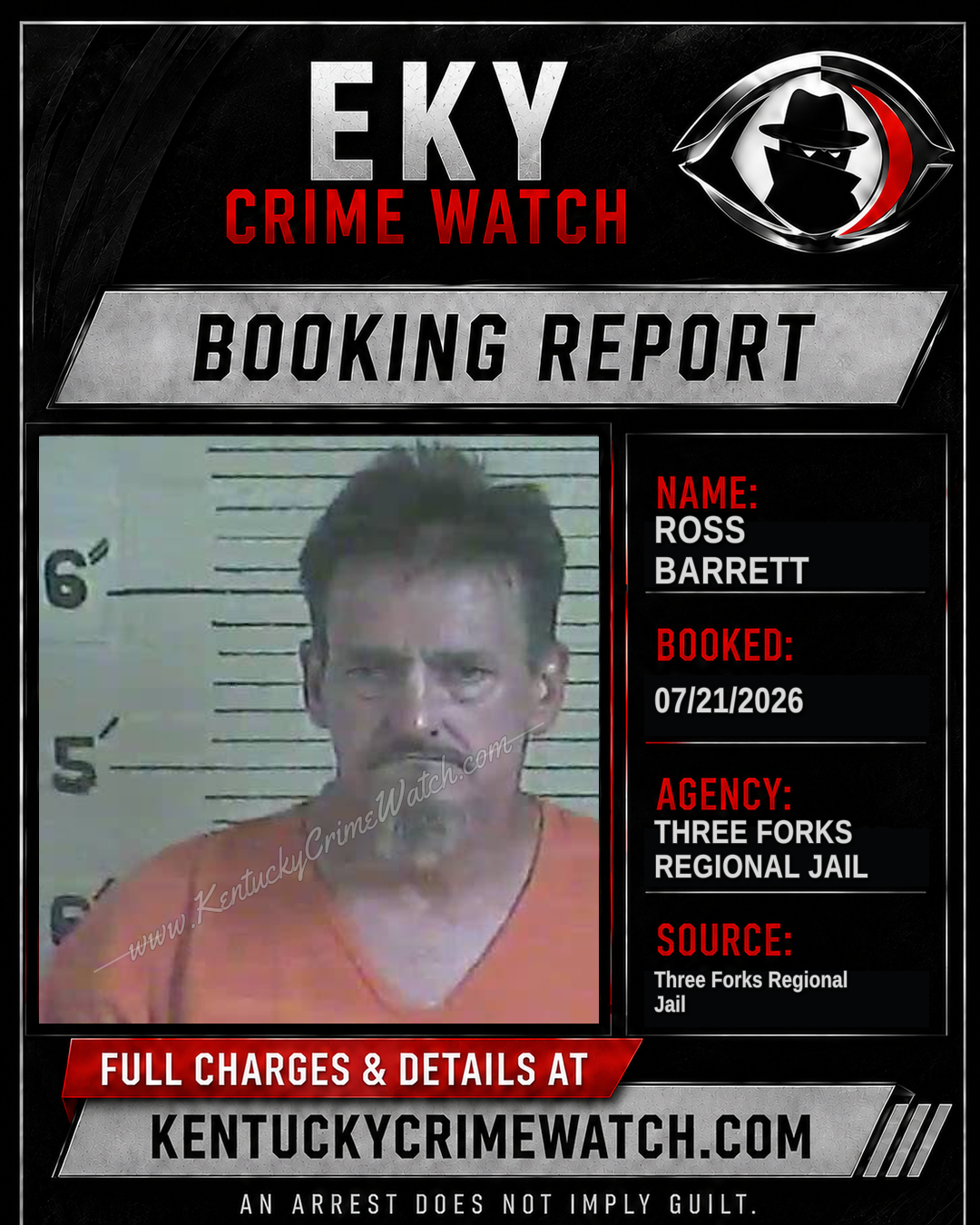 Ross Barrett booking report card