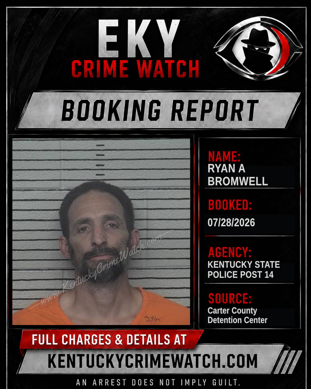 RYAN A BROMWELL booking report card
