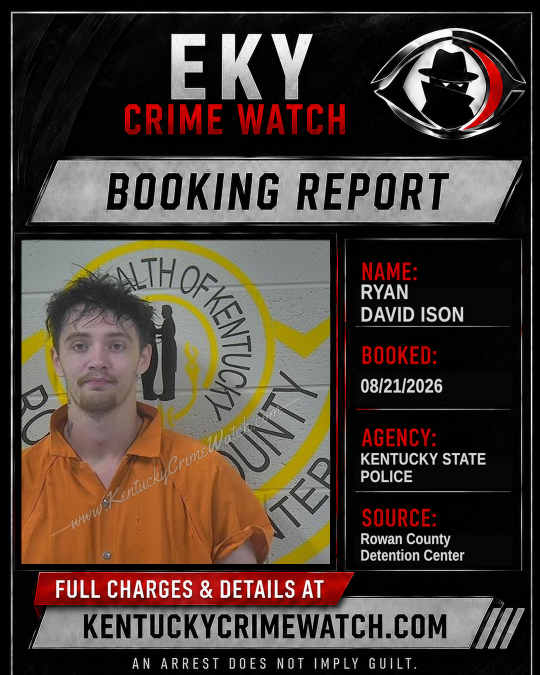 RYAN DAVID ISON booking report card
