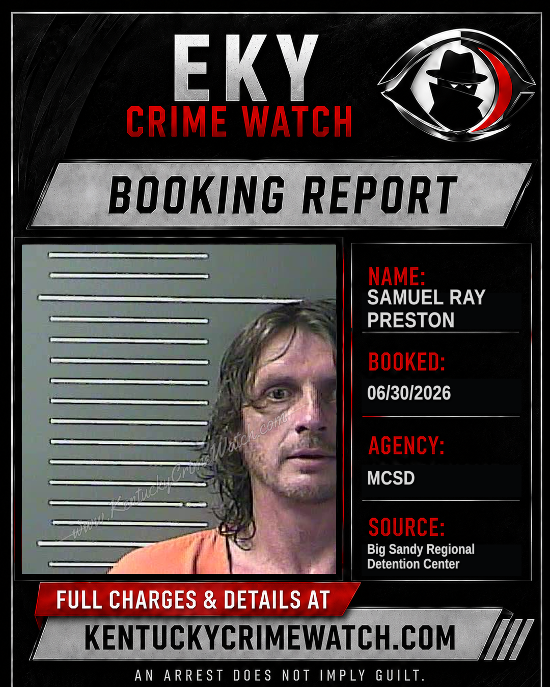 SAMUEL RAY PRESTON booking report card